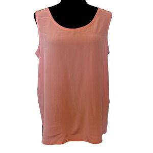 Vintage NWT Mureli Women's Soft Coral Pink Silk Sleeveless Top Shell Size Large